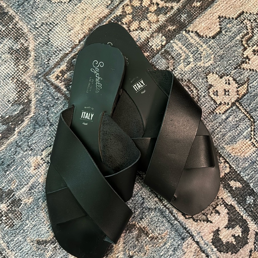 Seychelles black slide sandals